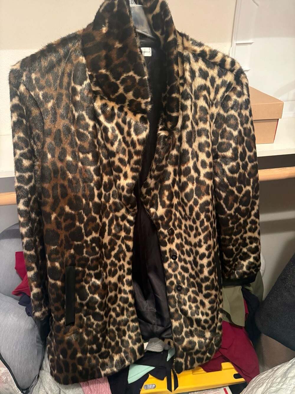 Neiman Marcus Leopard Print Faux Fur Coat Size XL